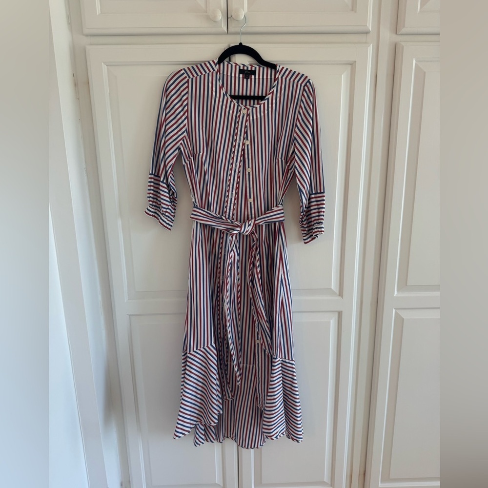 J. Crew Red and Blue Striped High Low Dress - Picture 2 of 4